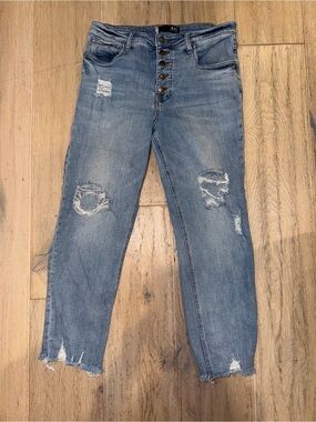 KUT from the Kloth Distressed Skinny Jeans in Blue Waist 12